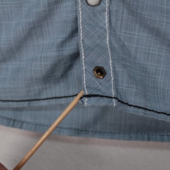 Buckle Black Shirt Men's Large Blue Long Sleeve Solid Pearl Snap Standard Fit - Picture 5 of 14